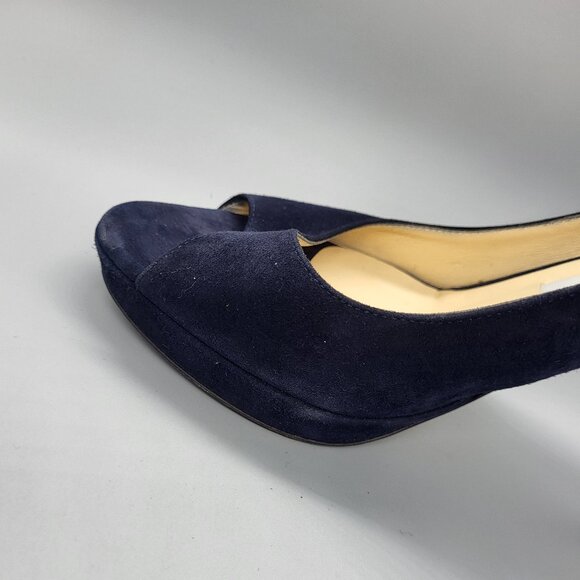 Jimmy Choo Suede Peep Toe Pumps - Picture 7 of 16